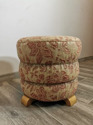 Vintage Beige Fabric Pouf-QJA-1762479