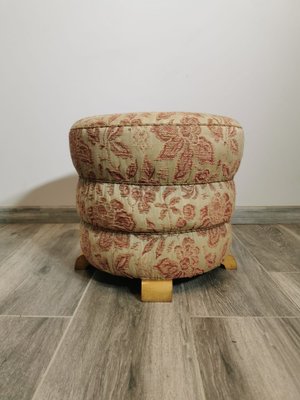 Vintage Beige Fabric Pouf-QJA-1762479