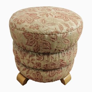 Vintage Beige Fabric Pouf-QJA-1762479