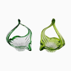 Vintage Belgian Blown Glass Baskets, 1970s, Set of 2-ZCI-752599