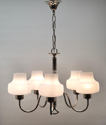 Vintage Belgian Chrome Operacle Damage Chandelier with 5 Arms from Massive, 1960s-MJY-1150394