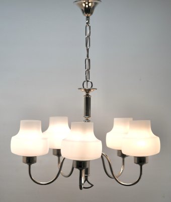 Vintage Belgian Chrome Operacle Damage Chandelier with 5 Arms from Massive, 1960s-MJY-1150394