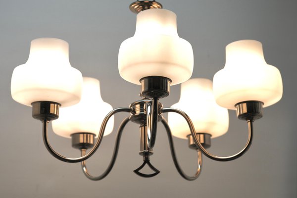 Vintage Belgian Chrome Operacle Damage Chandelier with 5 Arms from Massive, 1960s-MJY-1150394