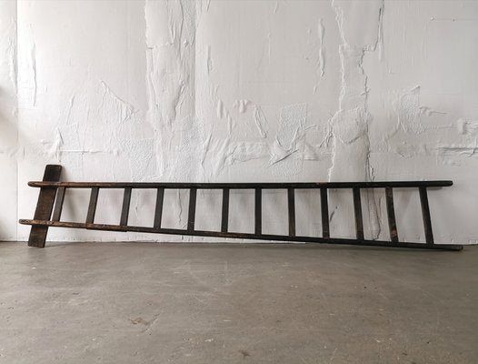 Vintage Belgian Wooden Ladder, 1940s-FW-666759