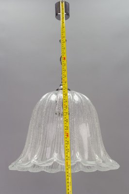 Vintage Bell Shaped Ice Glass and Chrome Pendant Lamp from Hustadt Leuchten-KEG-981864