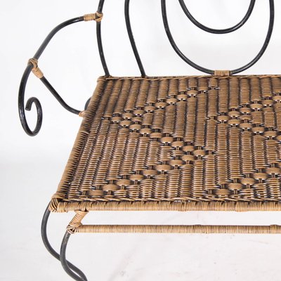 Vintage Bench in Iron and Rattan-DSC-2016357