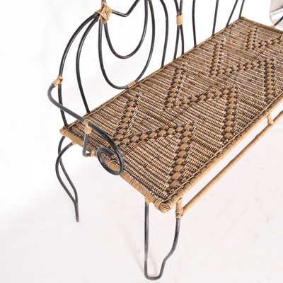 Vintage Bench in Iron and Rattan-DSC-2016357