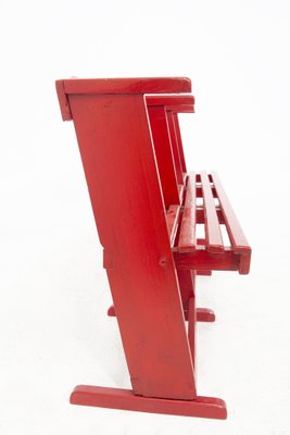 Vintage Bench in Red Lacquered Wood-RCE-1187549