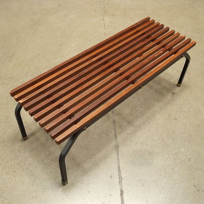 Vintage Bench in Teak, Metal & Brass, 1960s-VMM-1724876