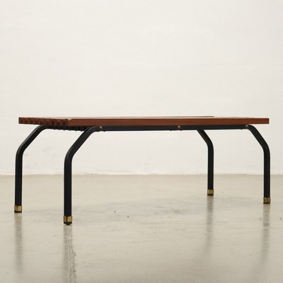 Vintage Bench in Teak, Metal & Brass, 1960s-VMM-1724876