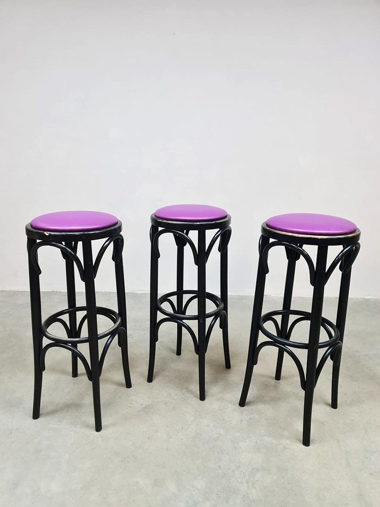 Vintage Bistro Barstools in the style of Thonet, 1970s, Set of 4