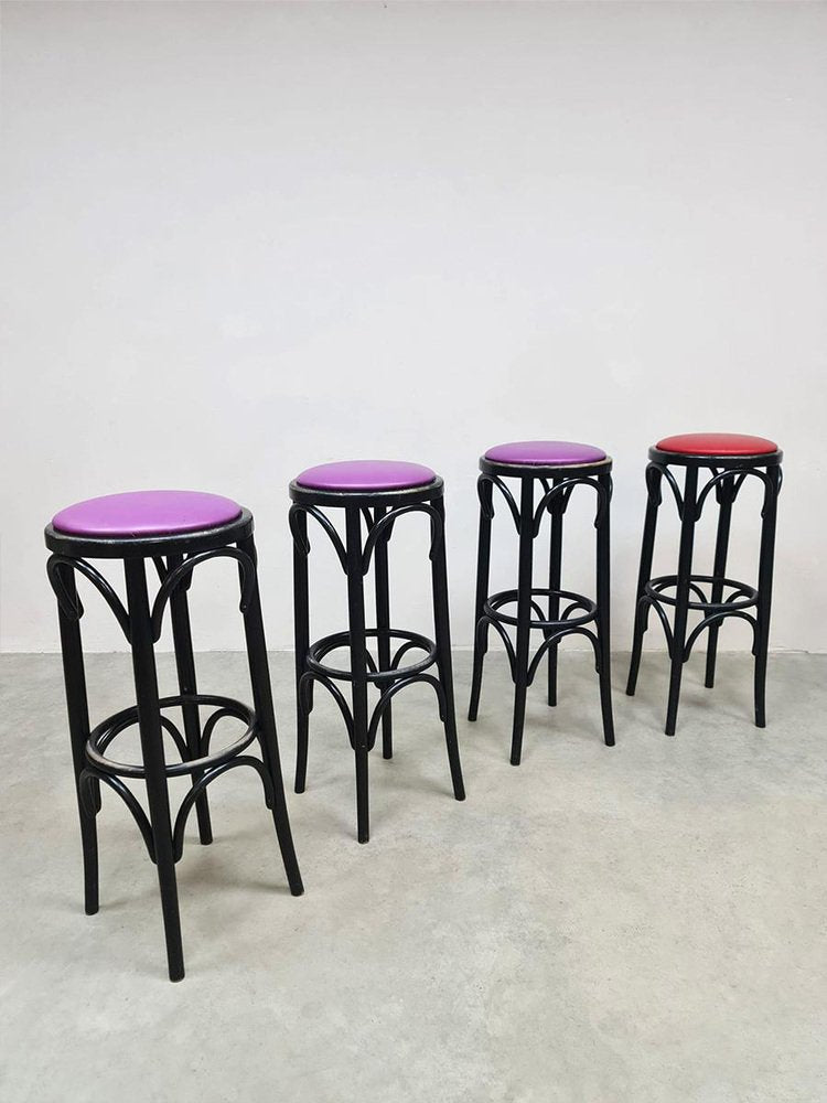 Vintage Bistro Barstools in the style of Thonet, 1970s, Set of 4