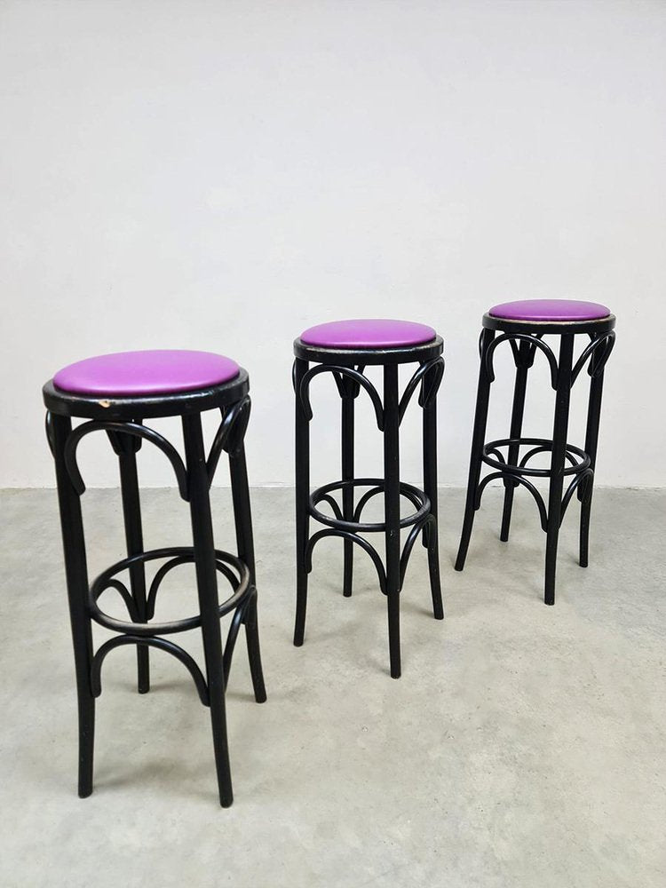 Vintage Bistro Barstools in the style of Thonet, 1970s, Set of 4