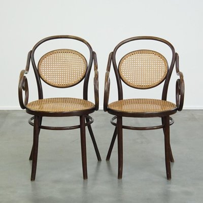 Vintage Bistro Chairs with Armrests from Thonet, Set of 2-HPP-2023275