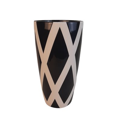 Vintage Black and White Stripe Ceramic Vase-TCS-1152740