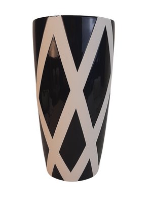 Vintage Black and White Stripe Ceramic Vase-TCS-1152740