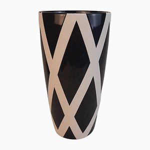 Vintage Black and White Stripe Ceramic Vase-TCS-1152740