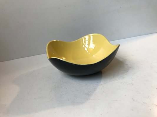 Vintage Black and Yellow Ceramic Congo Bowl by Kronjyden Randers, 1950s-LCR-949735