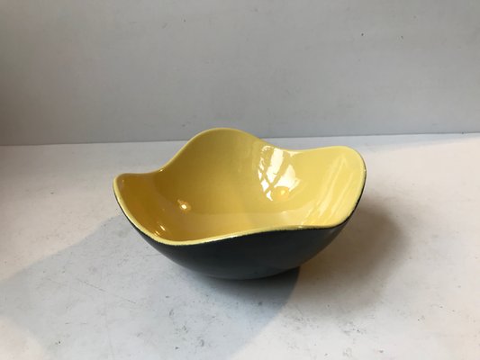 Vintage Black and Yellow Ceramic Congo Bowl by Kronjyden Randers, 1950s-LCR-949735