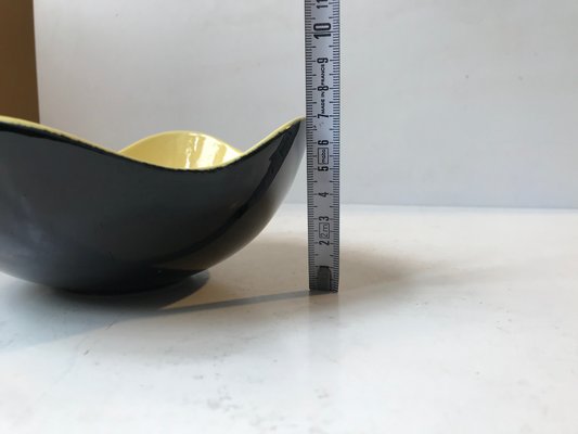 Vintage Black and Yellow Ceramic Congo Bowl by Kronjyden Randers, 1950s-LCR-949735