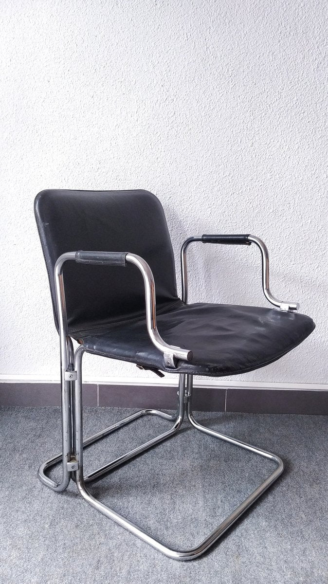 Vintage Black Armchair in Steel