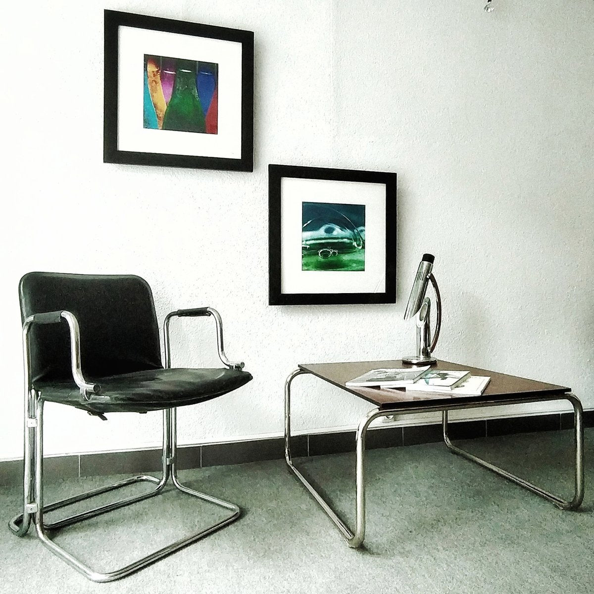 Vintage Black Armchair in Steel