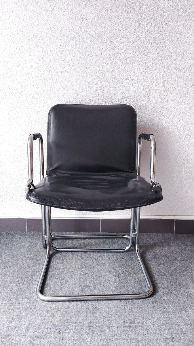 Vintage Black Armchair in Steel