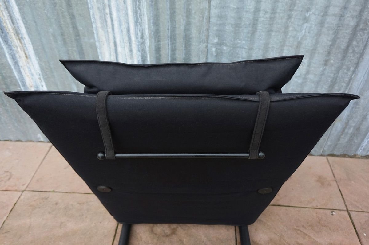 Vintage Black Canvas Highback T-Line Armchair by Burkhard Vogtherr by Arflex, 1984