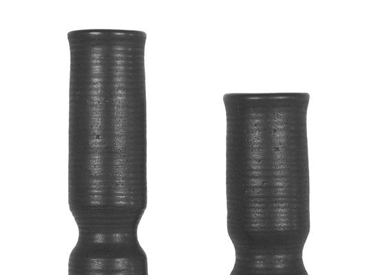 Vintage Black Ceramic Vases from Carlo Zauli, 1960s, Set of 2-RD-1736854