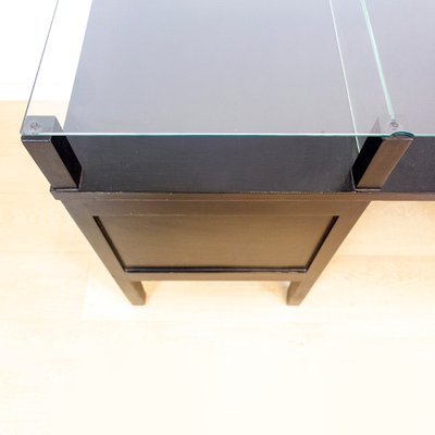 Vintage Black Desk with Glass Top, 1970s-CQZ-688680