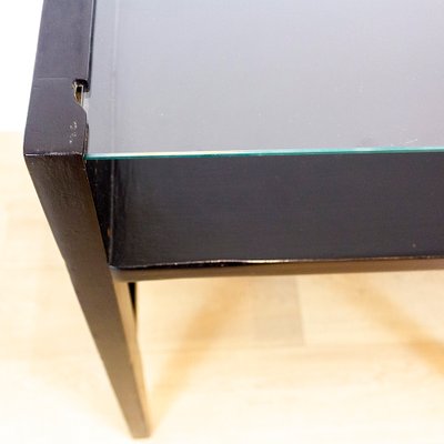 Vintage Black Desk with Glass Top, 1970s-CQZ-688680