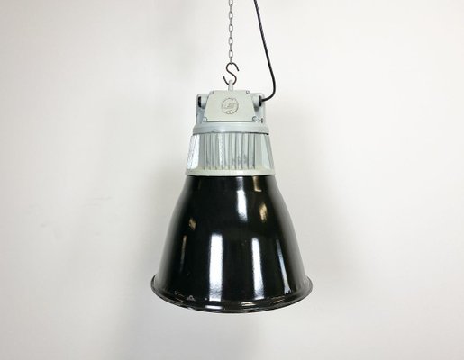 Vintage Black Enamel Industrial Pendant Light, 1960s-CGF-789357