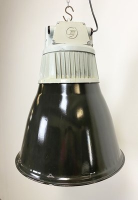 Vintage Black Enamel Industrial Pendant Light, 1960s-CGF-789357