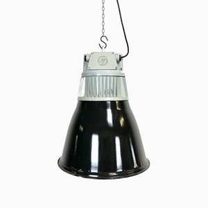 Vintage Black Enamel Industrial Pendant Light, 1960s-CGF-789357