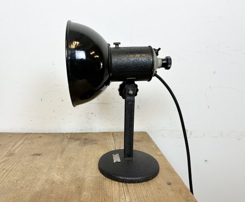 Vintage Black Enamel Table Lamp, 1950s-CGF-1718312