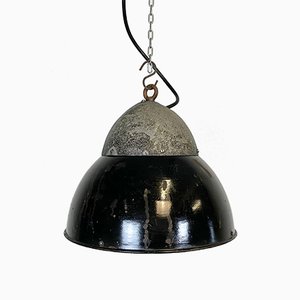 Vintage Black Enameled Hanging Lamp, 1930s-CGF-864409