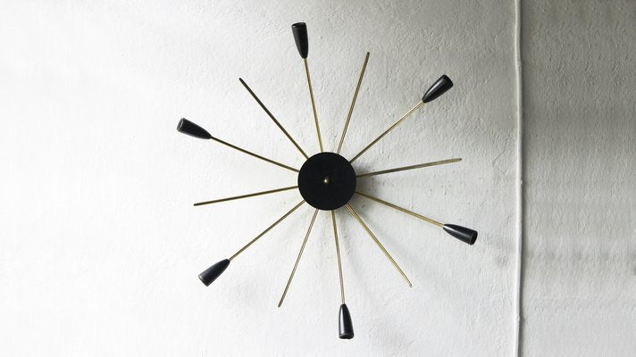 Vintage Black & Gold Sputnik Wall Lamp, 1950s-UMB-1396357