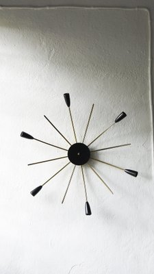 Vintage Black & Gold Sputnik Wall Lamp, 1950s-UMB-1396357