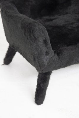 Vintage Black Imitation Fur Sofa, 1950s-RCE-1384129