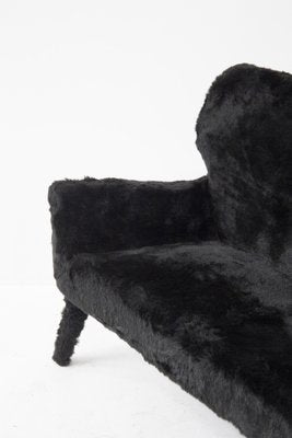 Vintage Black Imitation Fur Sofa, 1950s-RCE-1384129