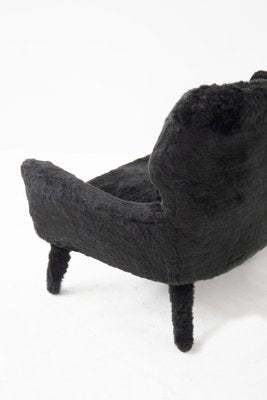 Vintage Black Imitation Fur Sofa, 1950s-RCE-1384129