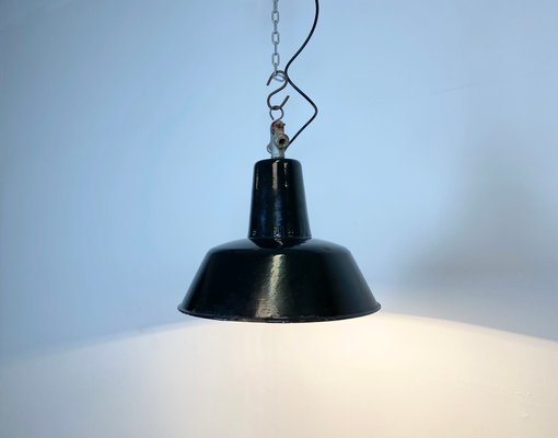 Vintage Black Industrial Ceiling Lamp, 1930s-CGF-828606