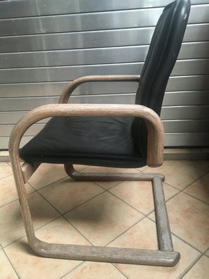 Vintage Black Leather Armchair, 1970s-WQQ-935920