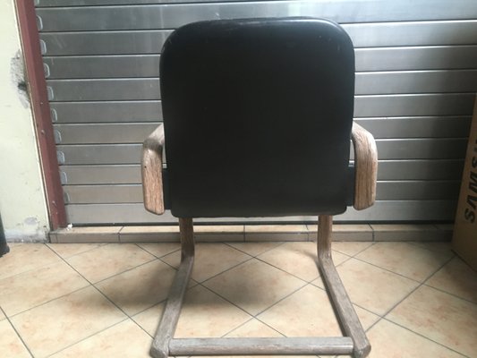 Vintage Black Leather Armchair, 1970s-WQQ-935920