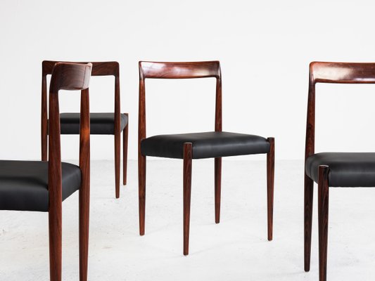 Vintage Black Leather Rosewood Dining Chairs from Lübke, 1960s, Set of 6-RTX-2034602