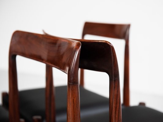 Vintage Black Leather Rosewood Dining Chairs from Lübke, 1960s, Set of 6-RTX-2034602