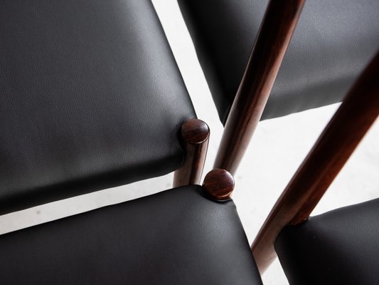 Vintage Black Leather Rosewood Dining Chairs from Lübke, 1960s, Set of 6-RTX-2034602