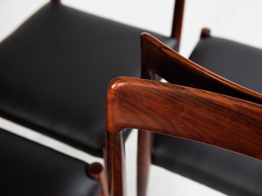 Vintage Black Leather Rosewood Dining Chairs from Lübke, 1960s, Set of 6-RTX-2034602