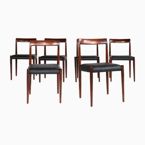 Vintage Black Leather Rosewood Dining Chairs from Lübke, 1960s, Set of 6-RTX-2034602