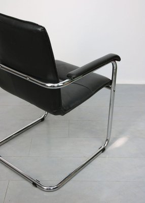 Vintage Black Leatherette Cantilever Desk Chair, 1970s-HGJ-840801